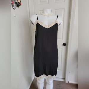 Elegant Black and Cream Lace Slip Dress